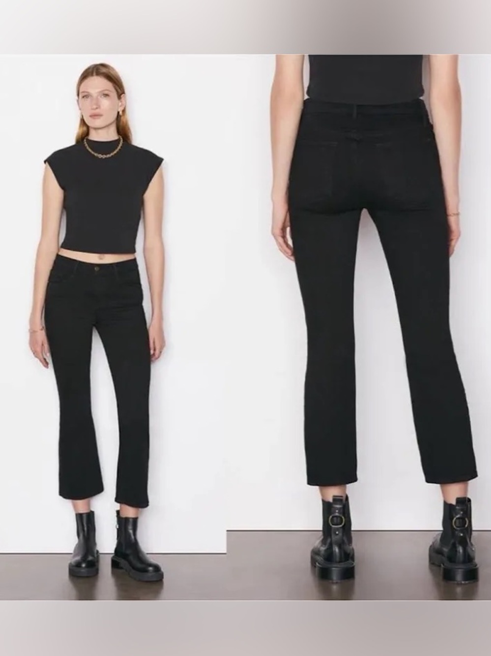 FRAME Jeans Black Le Crop Mini Boot Flare Size 26